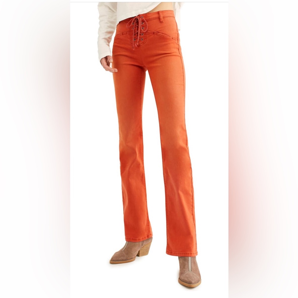 Free People Eva Lace-Up Bootcut Jeans
